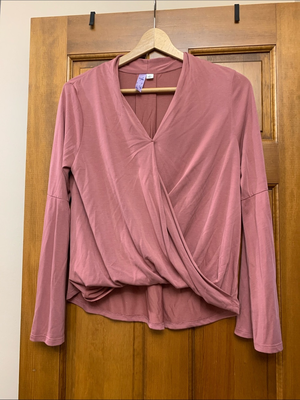 Alya Women’s Wrap-Front Long Sleeve Top - Dusty Rose